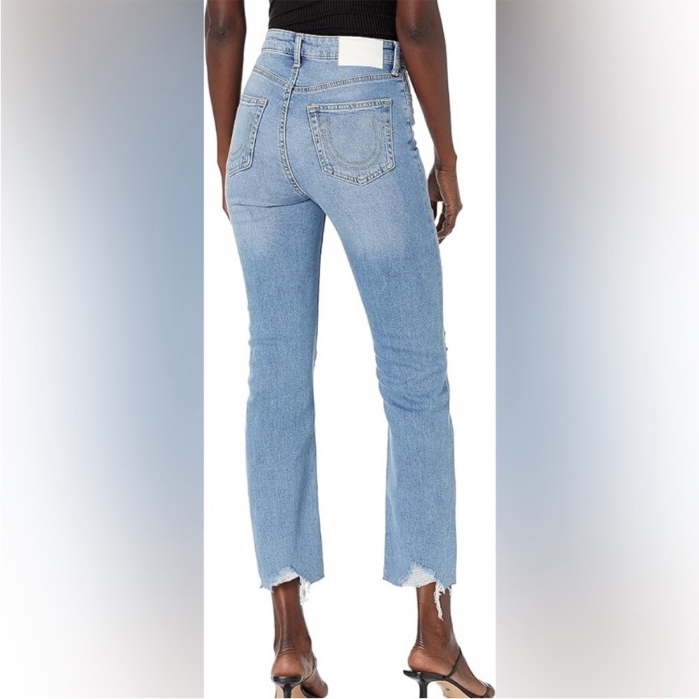 True Religion Starr Jeans Women Mid Rise Cropped Straight Bite Out Hem 30 - Picture 2 of 13